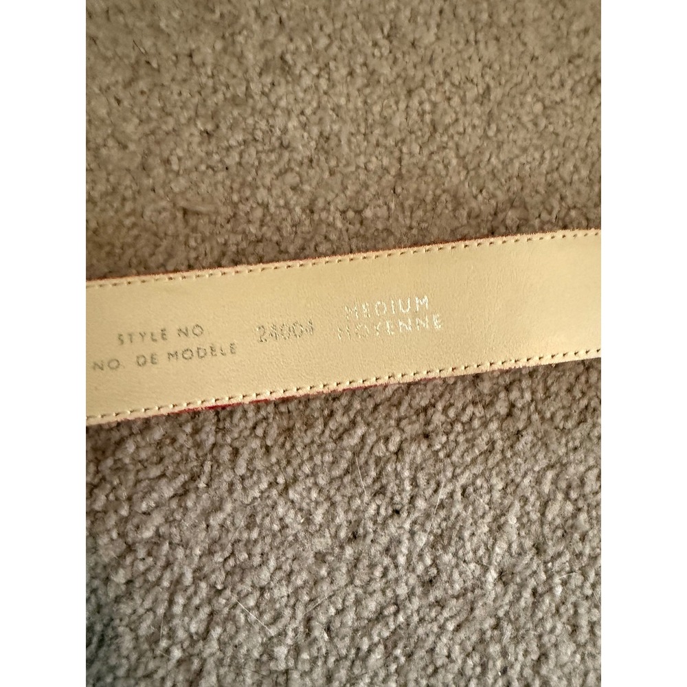 Liz Claiborne Red Full Grain Leather Belt Gold Buckle Triple Keeper 80s /90s - Picture 5 of 5